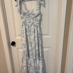 SHEIN Blue and White Floral Maxi Dress